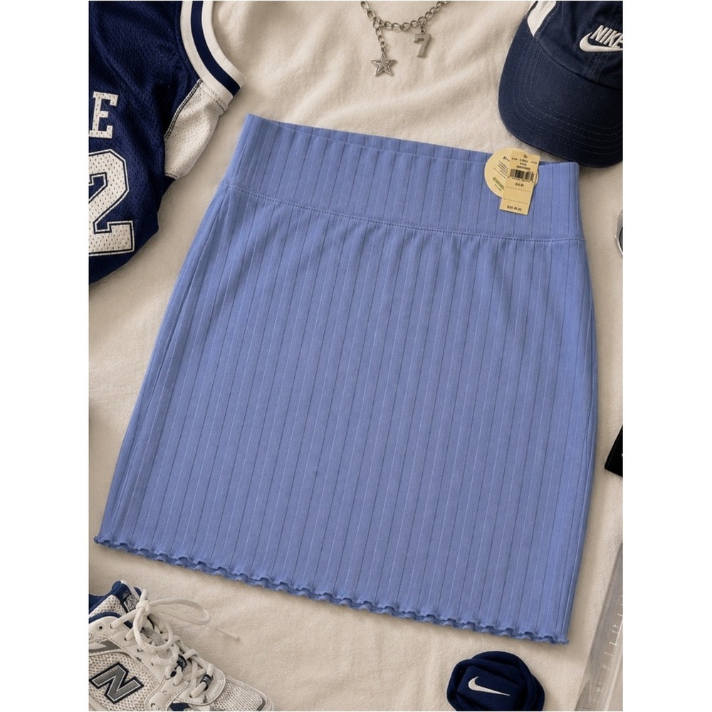 OFFLINE By Aerie Blue Ribbed Mini‎ Skirt NWT Medium Stretch Tenniscore Y2K